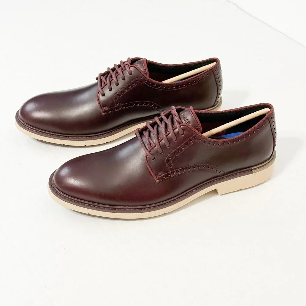 Cole Haan NWB Sz 10.5 Bloostone Men's Go-To Leather Plain-Toe Oxford Perforated